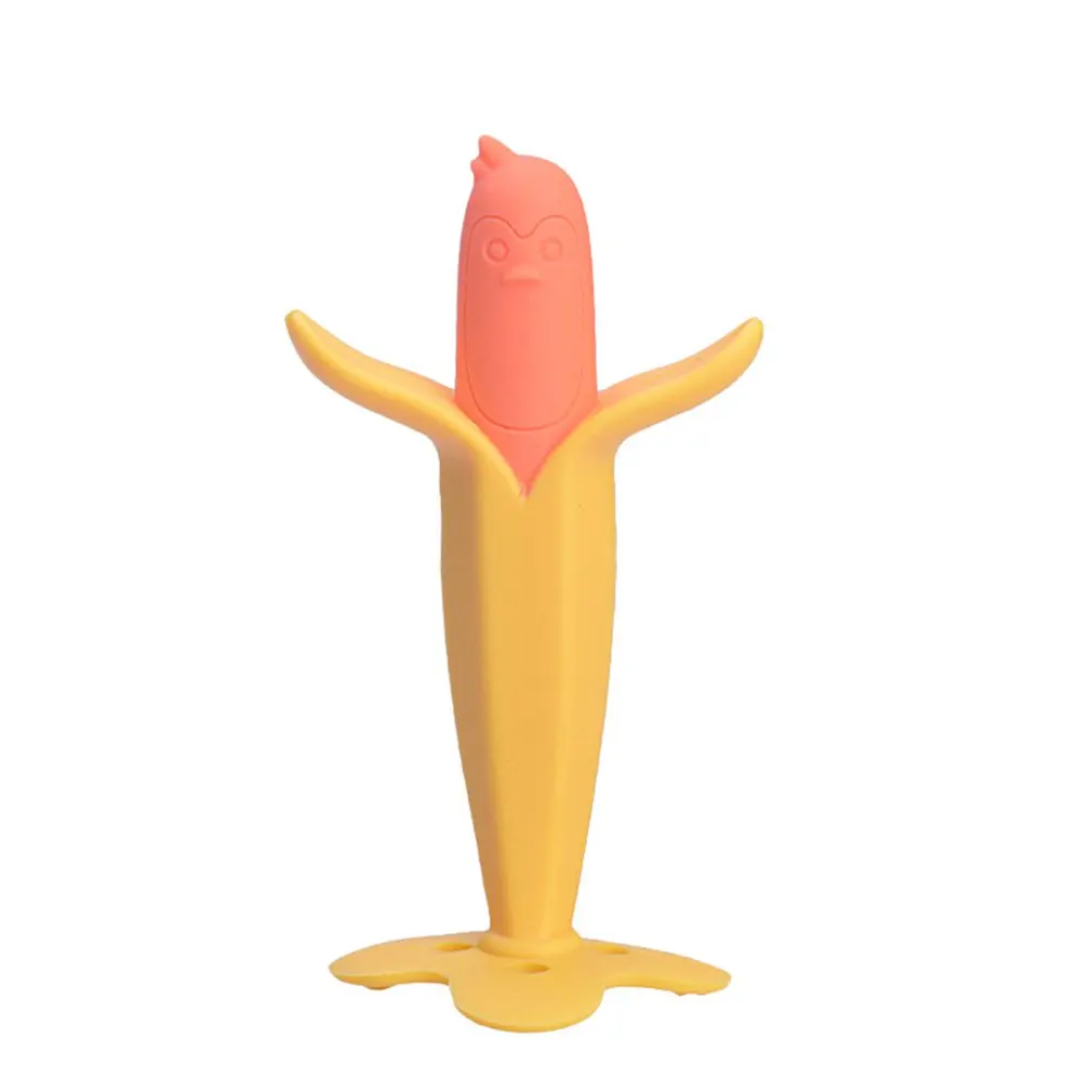 

Baby teething toys silicone teether Toothbrush BPA Free Banana Shape Safe Teether Chew Toys Ring Gift For Infant Baby Chewing