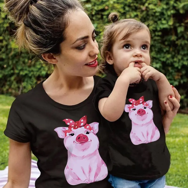 Футболка для мамы и дочки летние футболки с короткими рукавами всей семьи