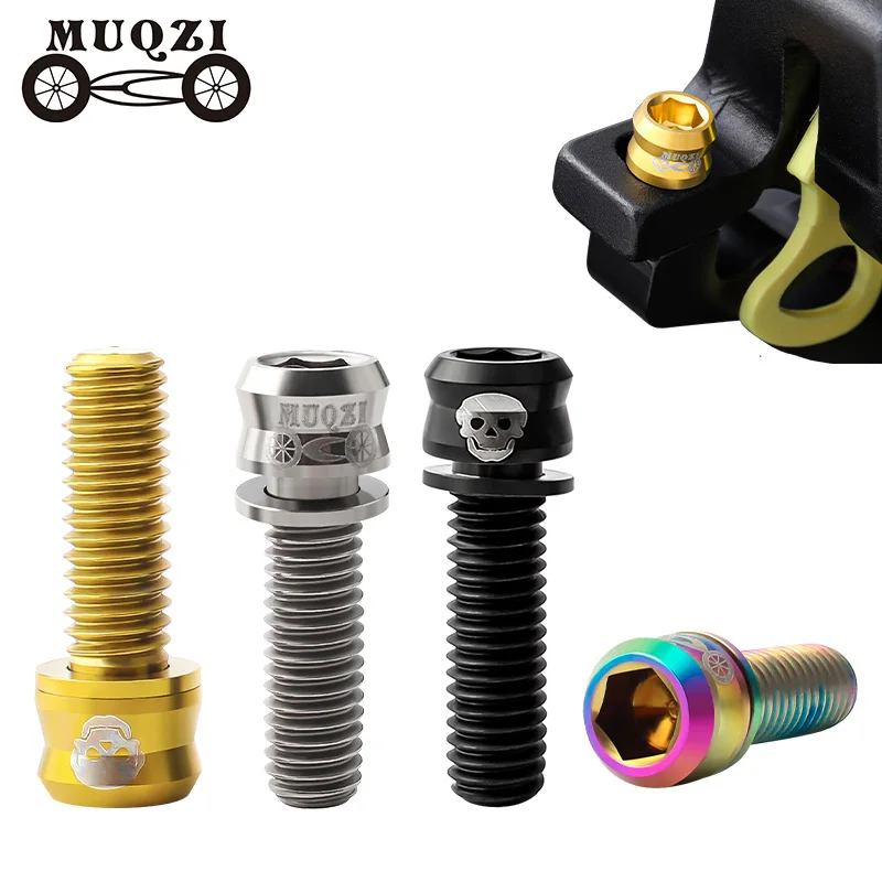 MUQZI 4PCS Bicycle M6*17/19 Titanium Disc Brake Caliper Screw Brakes Lever Bolt Stem Screw MTB Road Bike Hydraulic Brakes Parts