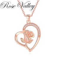 rose valley rose flower pendant necklace for women heart pendants fashion jewelry girls gifts rsn049