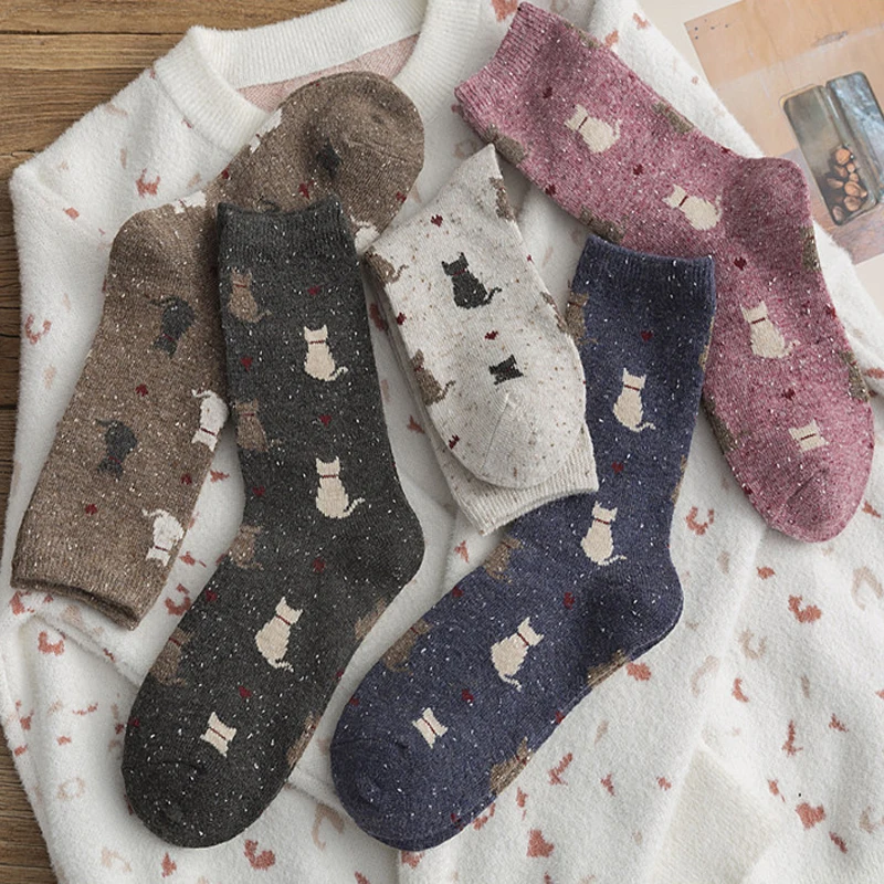 Модные женские зимние носки в Корейском стиле 10 шт. плотные теплые хлопковые с