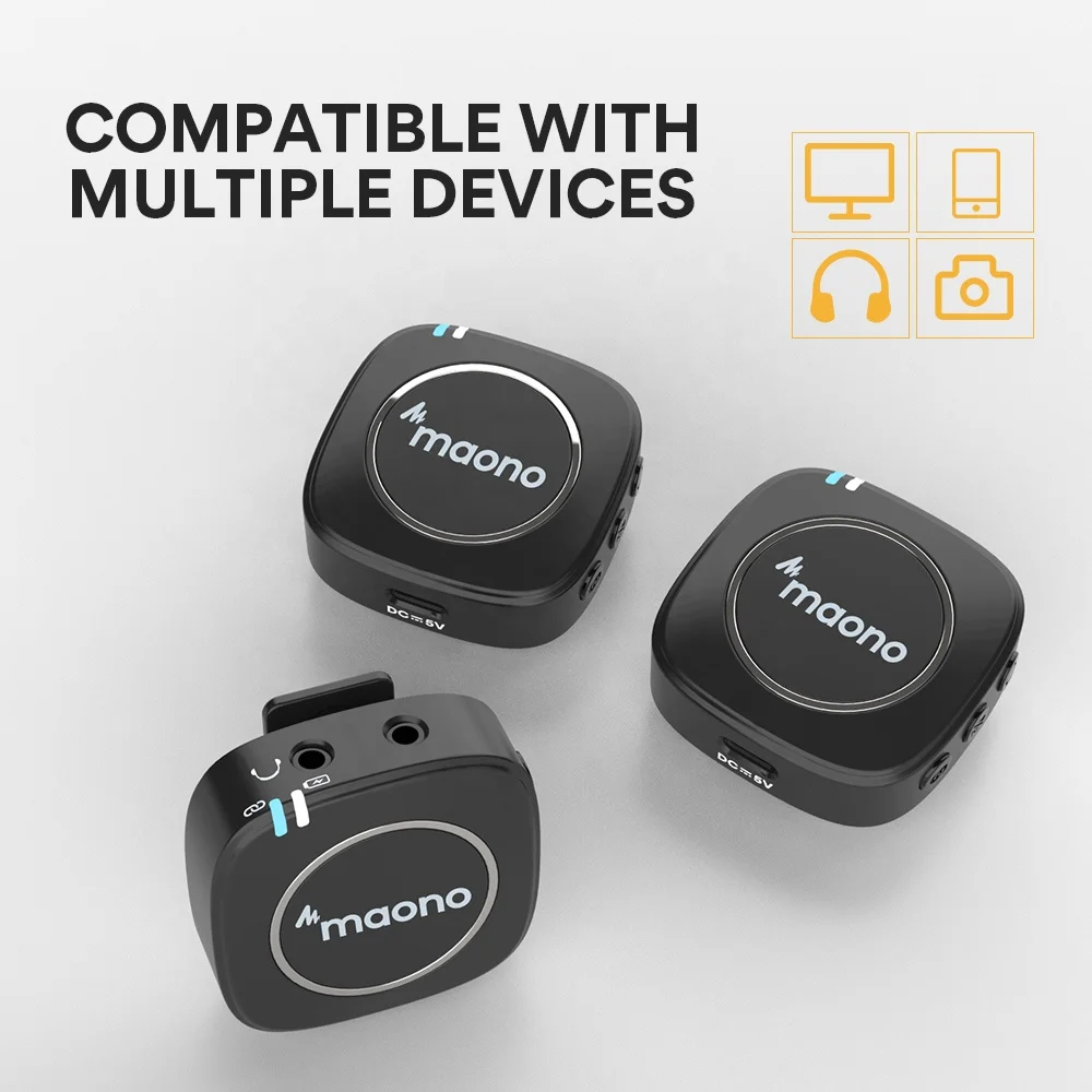 maono professional wireless microphone rechargeable dual 2 4ghz transmission technology for interview laptop mobile phone free global shipping