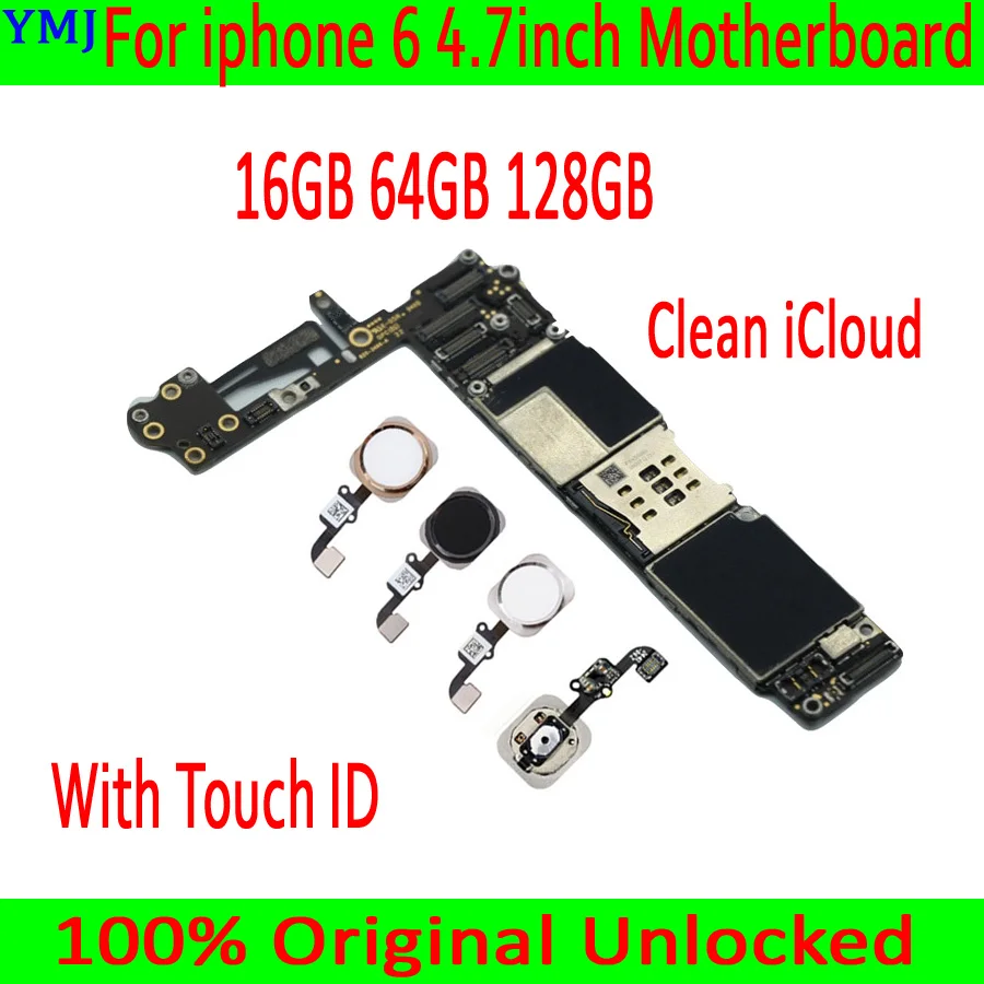 100% оригинальная разблокированная материнская плата для iphone 6 4 7 дюйма с/без Touch ID