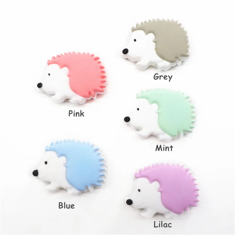 Hedgehog Chengkai 10 шт Силиконовые коала Прорезыватель для зубов DIY животные детский душ Прорезыватель для зубов Монтессори сенсорные мультфильм ювелирные изделия бусины BPA бесплатно - Цвет: Hedgehog