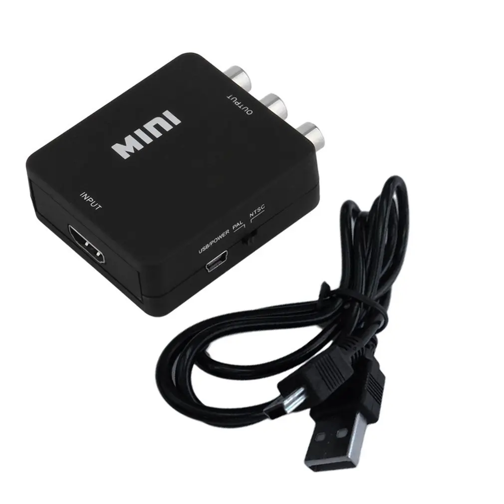 

Black Mini 1080P HDMI-compatible To RCA Audio Video AV CVBS Adapter Converter For HDTV HDMI2AV Video Converter Adapter Box