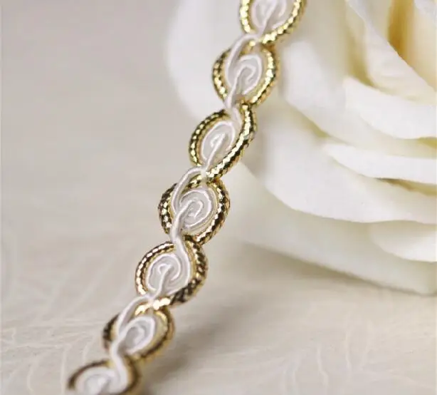 Золотая кружевная ткань аппликация лента для одежды 1 см отделка гипюр воротник