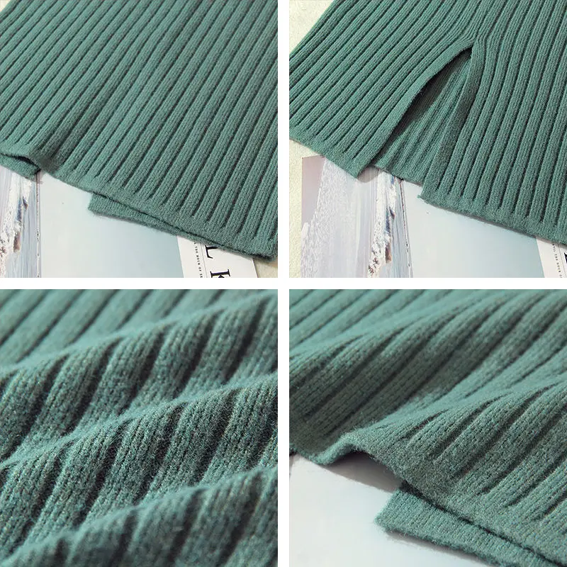 Новая Корейская осенне-зимняя трикотажная юбка с разрезом сзади | Женская одежда