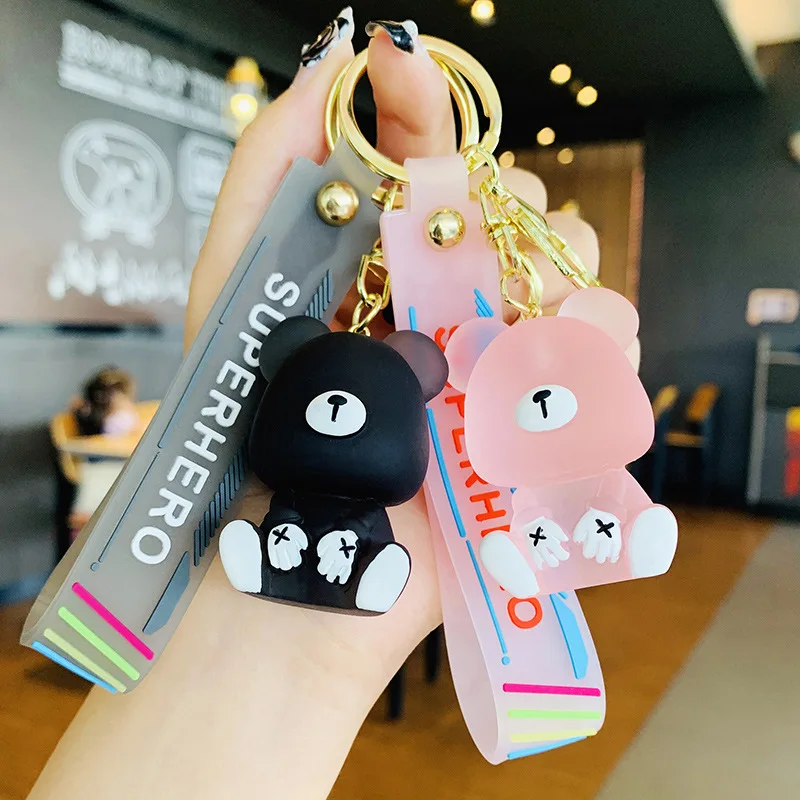 

Fashion Cute Cartoon Keychain Palm Bear Resin Pendant For Women Bag Car KeyRing Mobile Phone Fine Jewelry Accessories Girl Gift