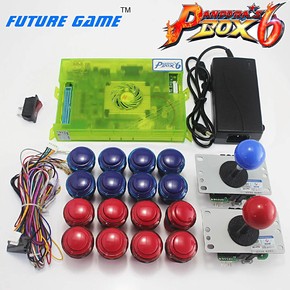YJX DIY 2 игрока Pandora Box 6 1300 игровой набор аркадный кнопочные джойстики аркадная