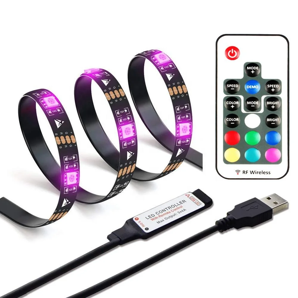 Водонепроницаемая светодиодная лента RGB 5050 2 метра USB 5 В Светодиодная подсветка
