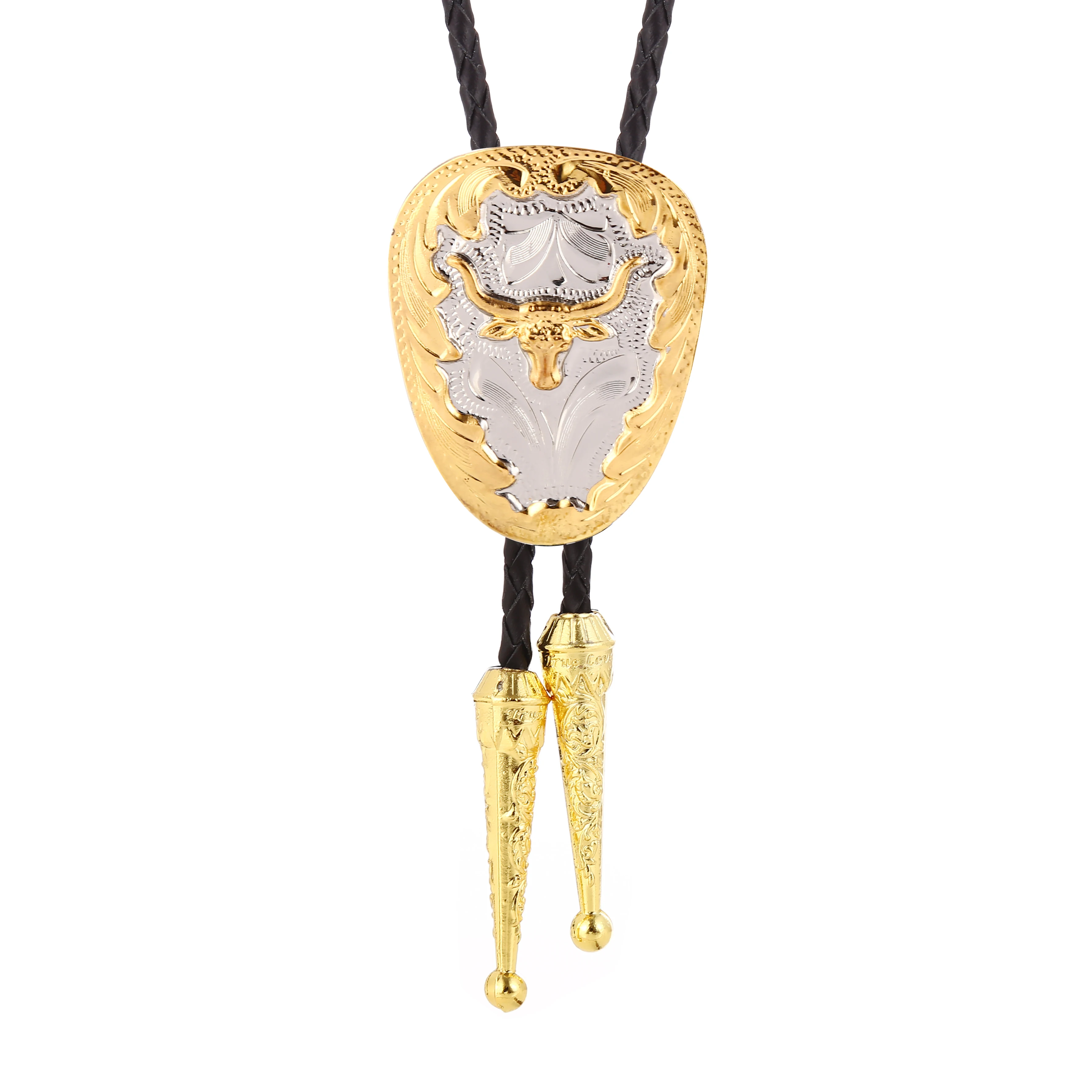 Мужской ковбойский галстук бабочка с золотыми буллами Кожаный Галстук для