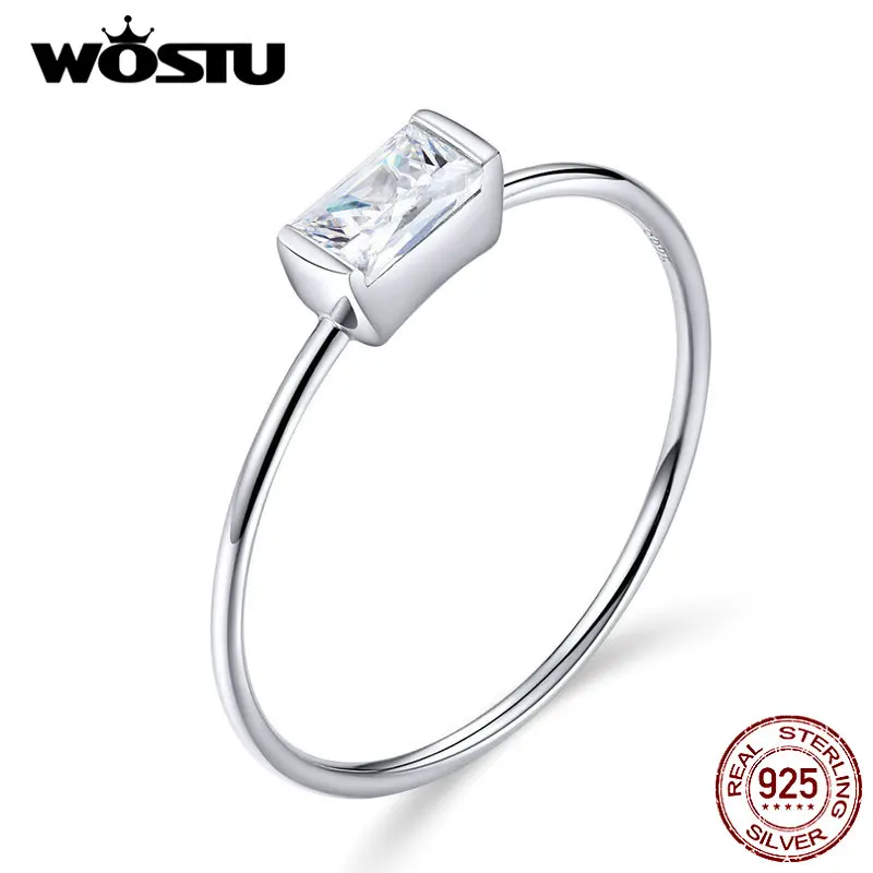 WOSTU настоящее 925 пробы серебро багет циркон свадебные кольца для женщин