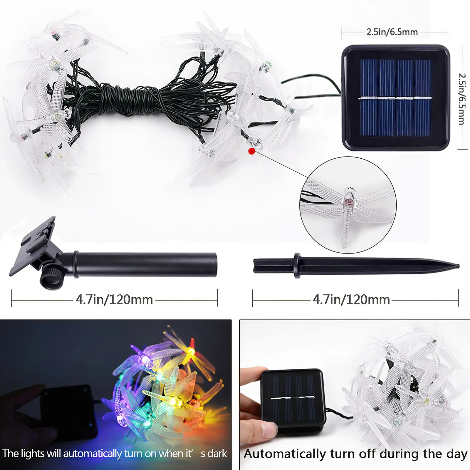 Уличная светодиодная гирлянда Dragonfly на солнечной батарее сказочные огни с 20/30/50