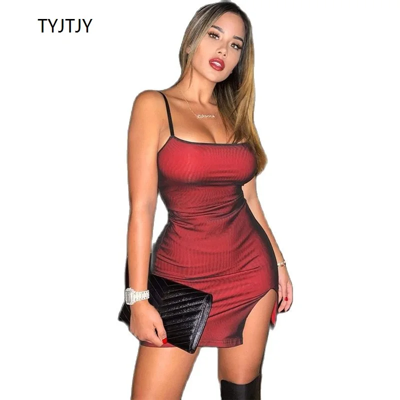 Соблазнительные облегающие платья TYJTJY с разрезом для женщин банкетное
