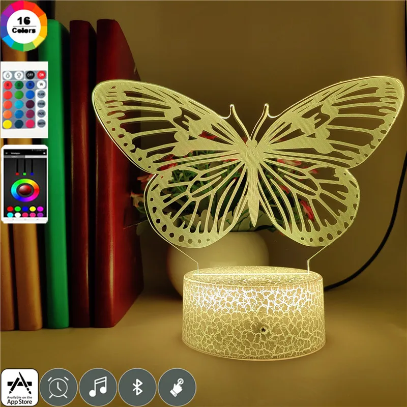 Красивый Ночной светильник с изображением животных бабочек для маленьких детей