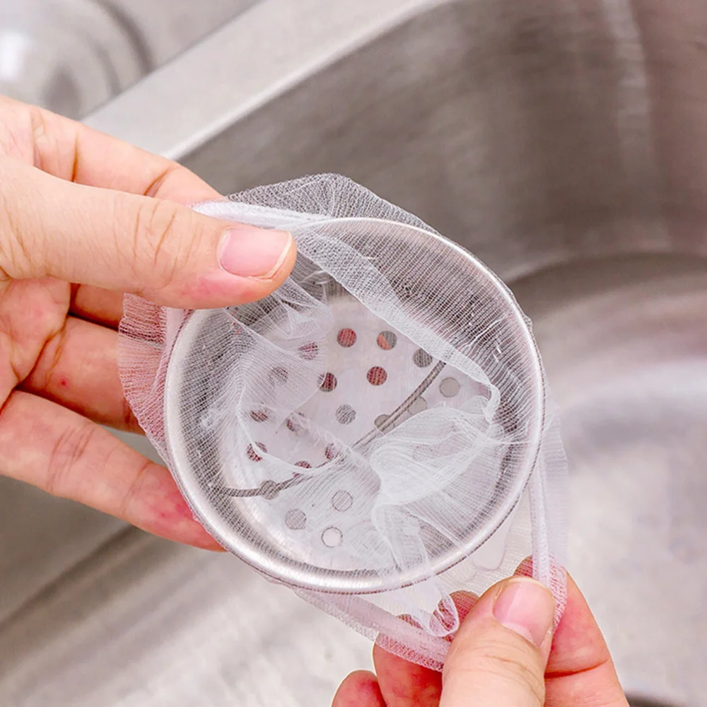 

200 Pcs Polyester Kitchen Sink Strainer Mesh Pouch Rubbish Filter Net Anti-Blocking Drain Outlet Strainer Bag for Home Restauran