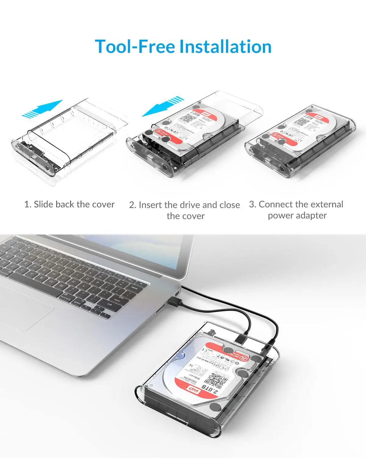 Прозрачный корпус для жесткого диска ORICO 3 5 дюйма с SATA на USB 1 адаптер SSD 12 ТБ