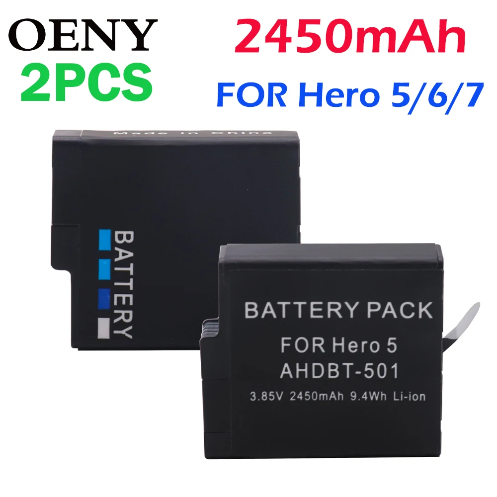 2 шт. AHDBT 501 AHDBT501 батарея для GoPro Hero 5 Black Hero(2018) 6 7 Черная Камера|Цифровые