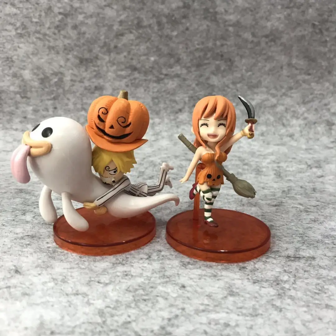 9 шт./компл. Аниме one piece WFC Хэллоуин Луффи Санджи Чоппер Нами Тыква Clollectible Фигурки