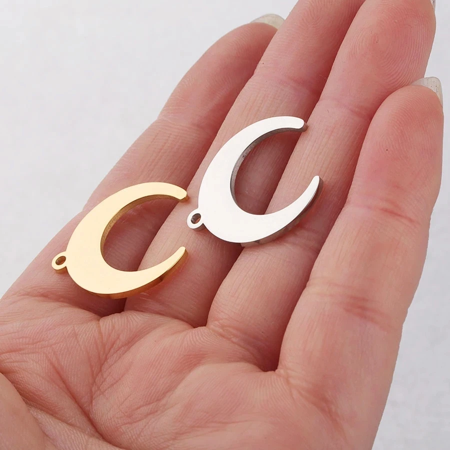 

Stainless Steel Crescent Moon Charms Pendants For DIY Jewelry Making Metal Moon Horn Pendant Mirror Polishe wholesale 20pcs