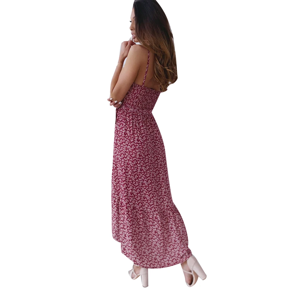 

Summer Dress Women Irregular Belt Ruffles Long Dresses Femme Robes Sling Sleeveless Backless Print Slim Dress For Women Vestidos