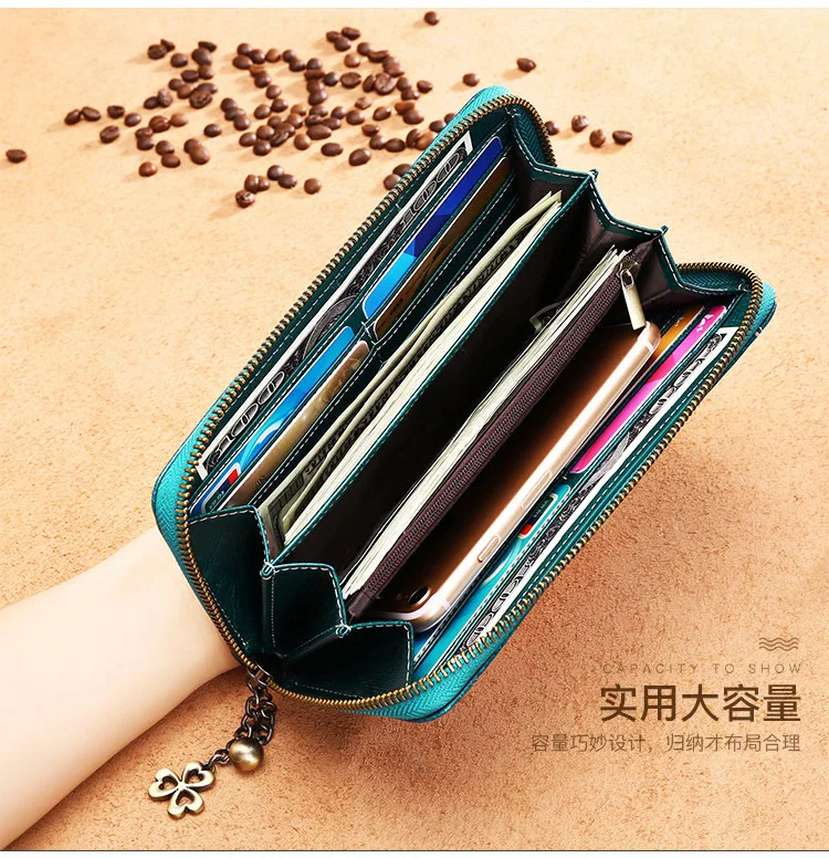 

Woman's Wallet Leather Ladies Long Cute Wallet Zipper Woman's Wallet Clutch