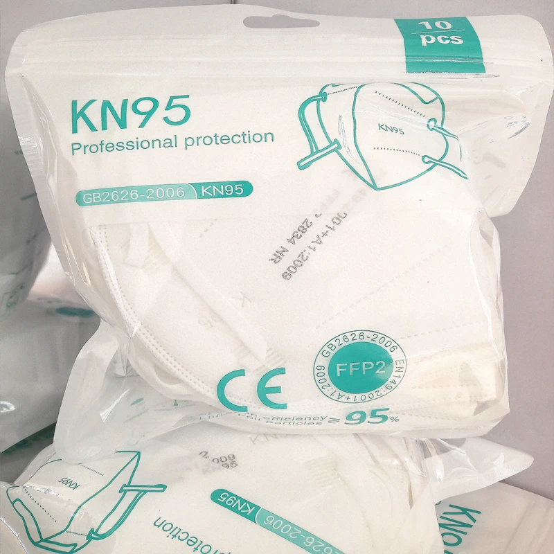 

100 Pieces White Face Mask KN95 Mask Breathable KN95 FFP2 Masks Non-Woven Fabric Masks 5 Filter Layers 3D Protective Mascherine