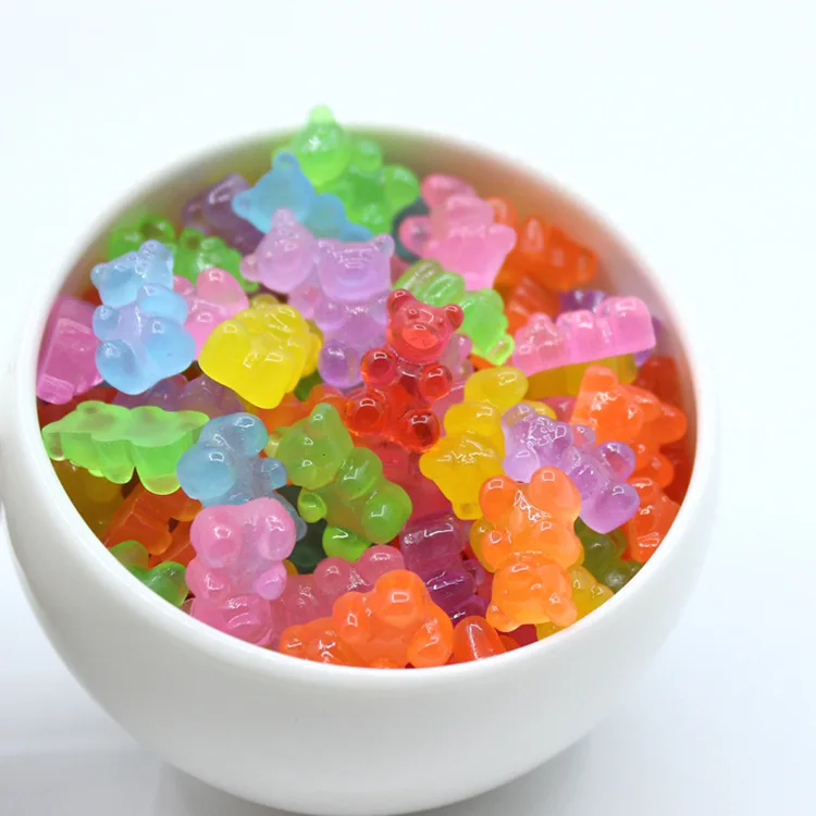 

50 Pcs Simulation Candy Color Bear Charm 17*10 MM Resin Jelly Bear Flat Back Earrings Jewelry Mobile Phone Case Accessories