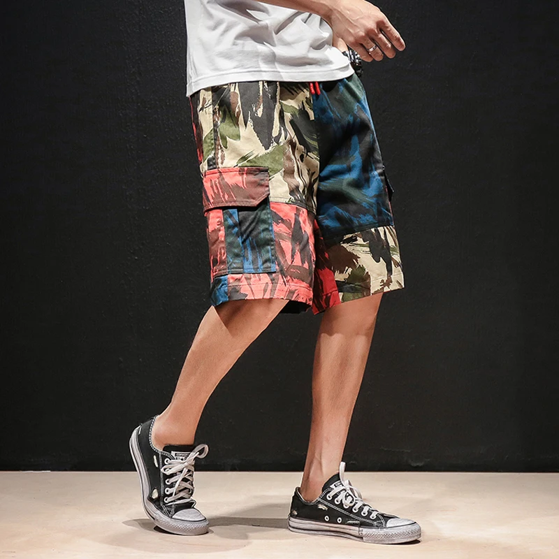 

Men Summer Cotton Cargo Shorts Streetwear 2021 Mens Safari Style Knee Length Camouflage Shorts Male Pockets Hip Hop Shorts 5XL