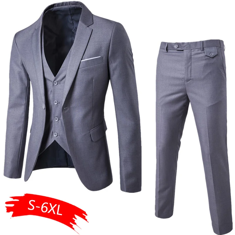 2021 Men's Fashion Slim Suits Business Casual Clothing Groomsman three-piece Suit Blazers Jacket Pants Trousers Vest Sets | Мужская