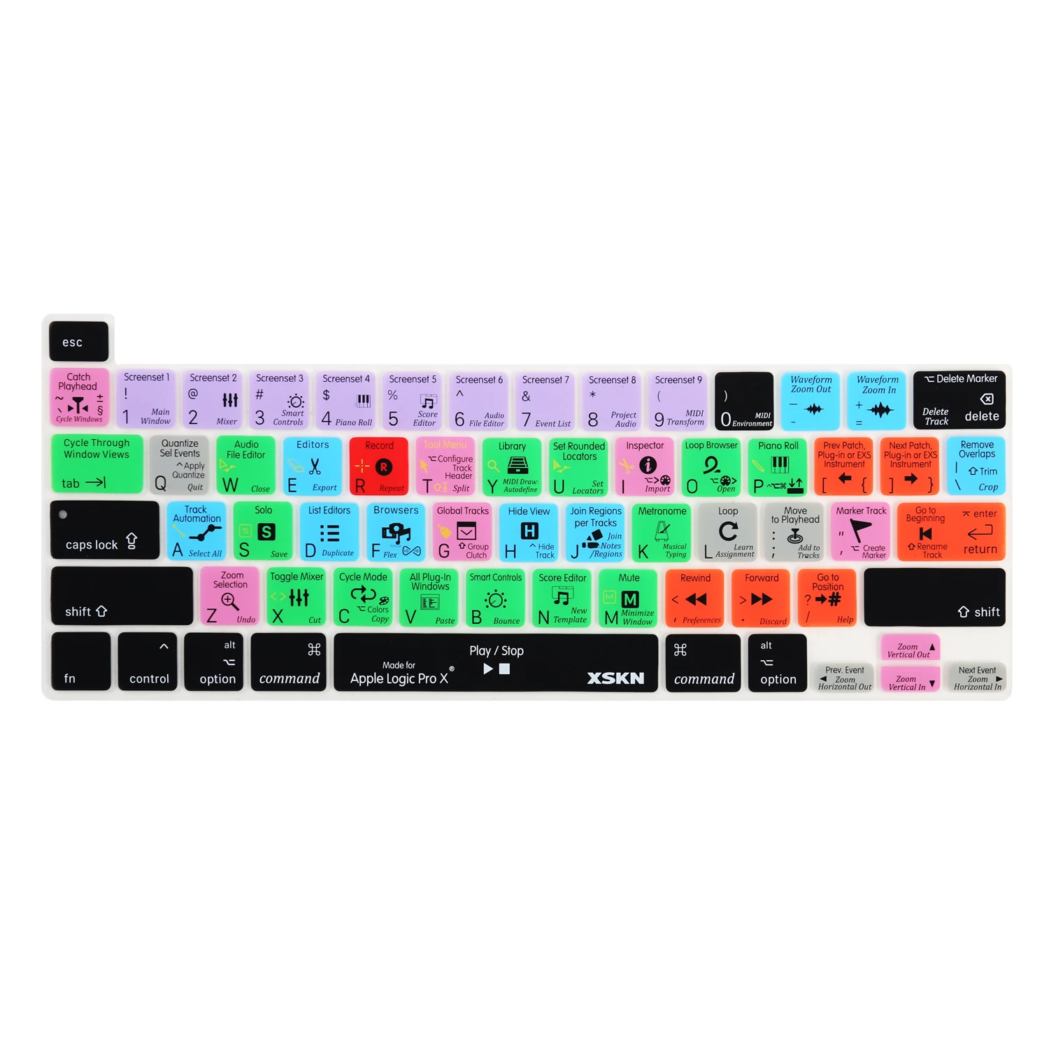 

XSKN Logic Pro X Shortcuts Keyboard Cover Skin for New MacBook Pro 13 Inch with Touch Bar A2338 M1 A2251 A2289 US Version