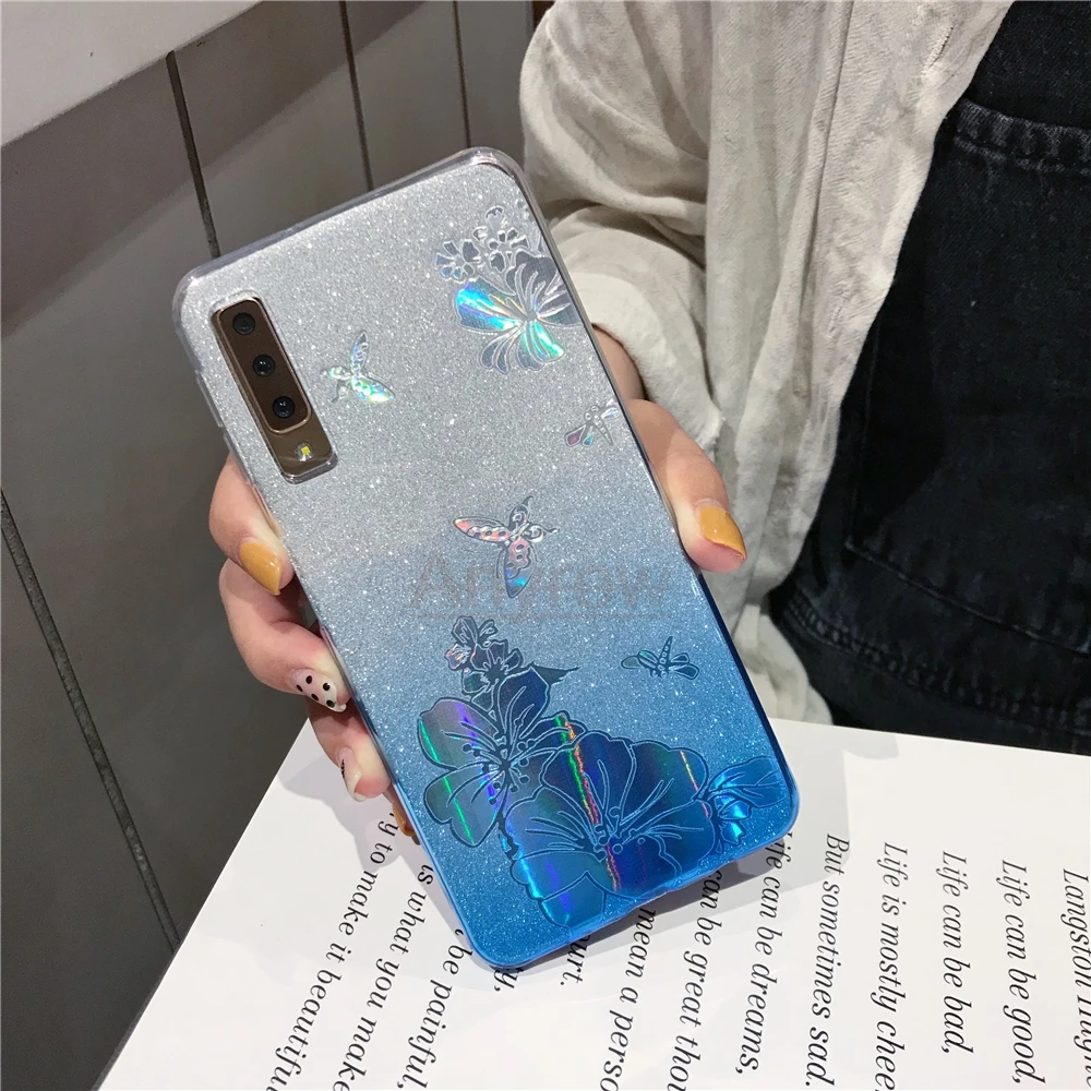 Градиент Buterfly Цветок Блестящий чехол для sony Xperia XZ4 XZ3 XZ2 XZ1 XZ X Z5 XA3 Ultra XA2 XA1 XA Чехол Мягкий ТПУ телефонные чехлы