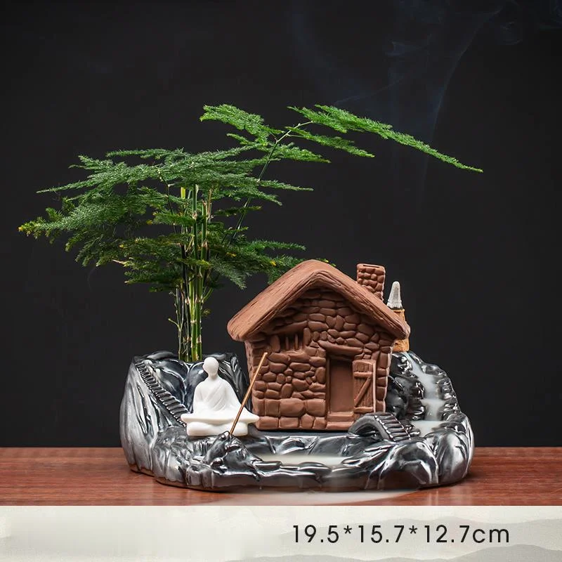 

F Ceramic Waterfall Incense Burner Creative Ornaments for Home Zen Tea Ceremony Sandalwood Aromatherapy Stove Buddhist Supplies