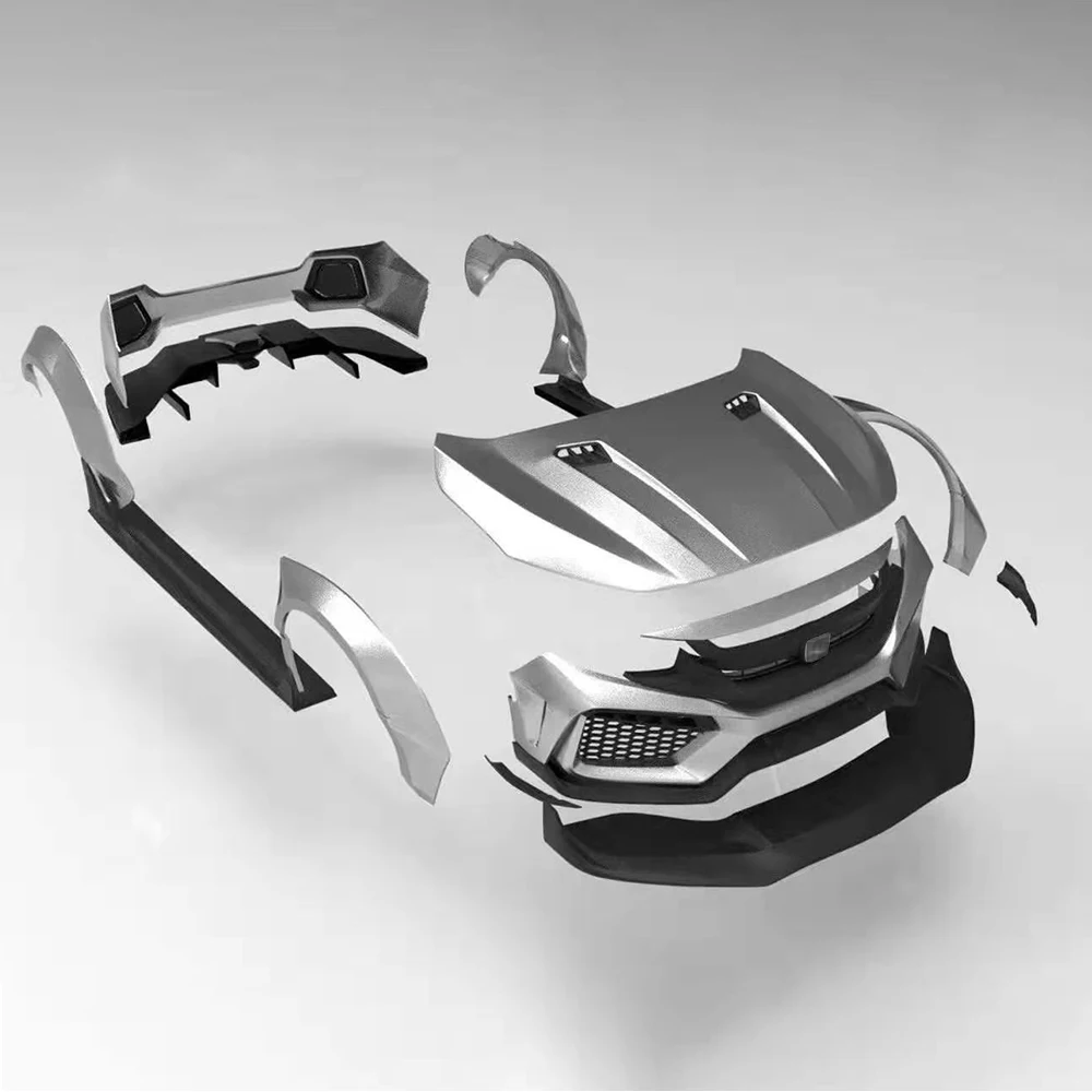 

Wide Body Kit For Honda civic 2016 17 18 19 Robot Wide Bodykits Rear Front Bumper Fender Flare Kit Side Skirt FRP Materials