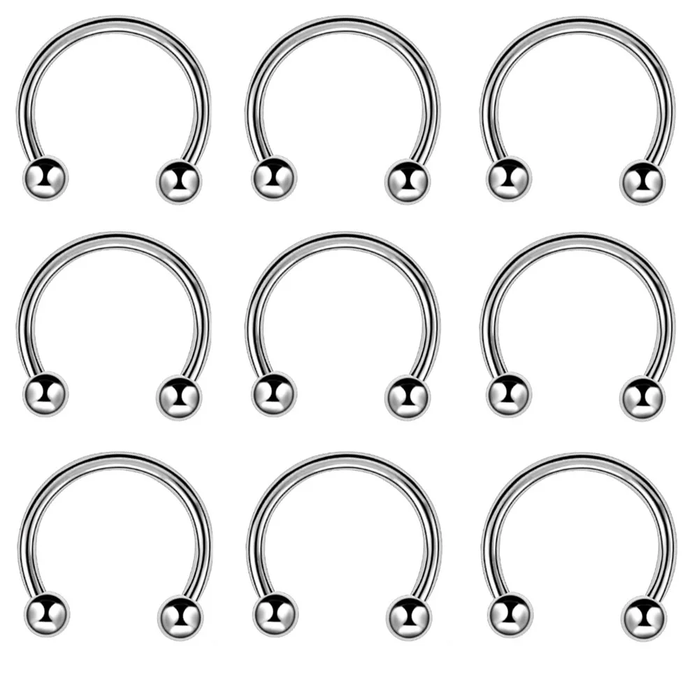 2 шт./лот нержавеющая стальная Подкова мяч для пирсинга носа кольца спирали