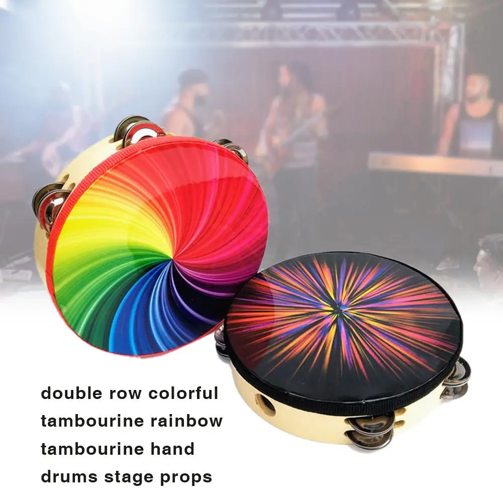 Orff ударный инструмент 8 дюймов двухрядные красочные бубен Радуга ручные барабаны