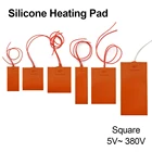 Силиконовая нагревательная подушка, 5 В, 12 В, 24 В, 36 В, 48 В, 110 В, 220 В, 380 В, квадратный резиновый тепловой коврик, нагревательная пластина, гибкая Водонепроницаемая пластина для 3D-принтера
