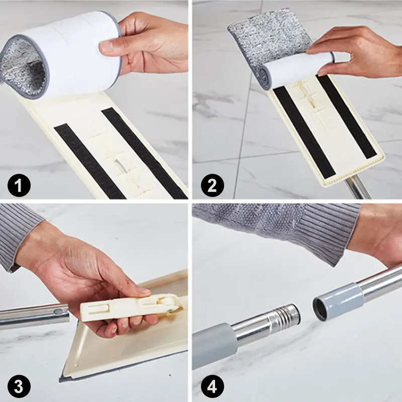 

Flat Squeeze Mop Hand Free Wringing Floor Cleaning With Bucket Microfiber Mop Pads Wet Dry Usage on Hardwood Laminate Tile Home