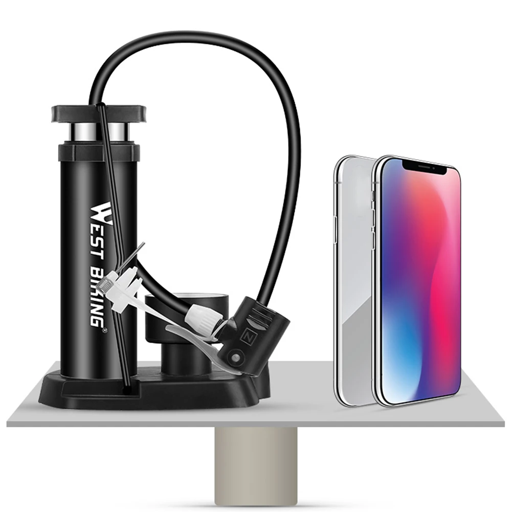 Портативный велосипедный мини насос Balight ножной с манометром подходит для