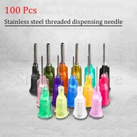 12 100 pcsset threaded mouth dispensing needle welding fluxes welding tools suitable all glue liquid solder dispenser needle