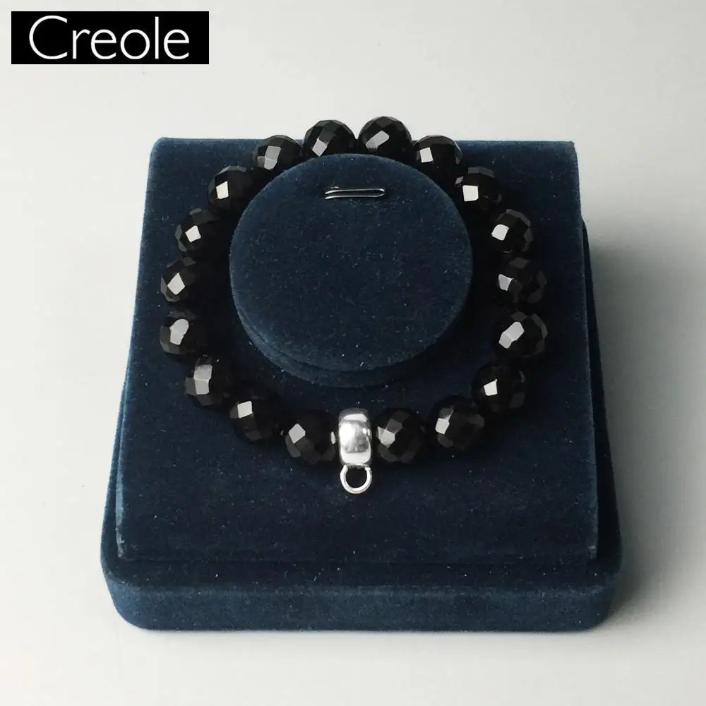 

Браслет с черным камнем Шарм перевозчика для женщин Tendy 925 стерлингового серебра подарок Europe Стиль модный клубный браслет