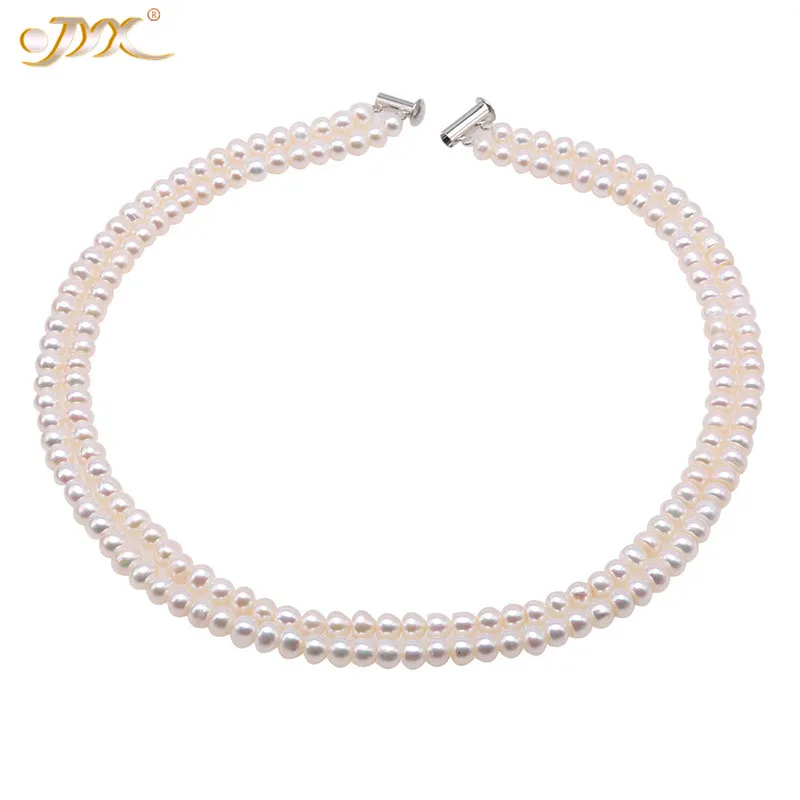 

JYX New Elegant Advanced Pearl choker 2 strands 6-7mm natural pearls necklace 17' hot sale gift women