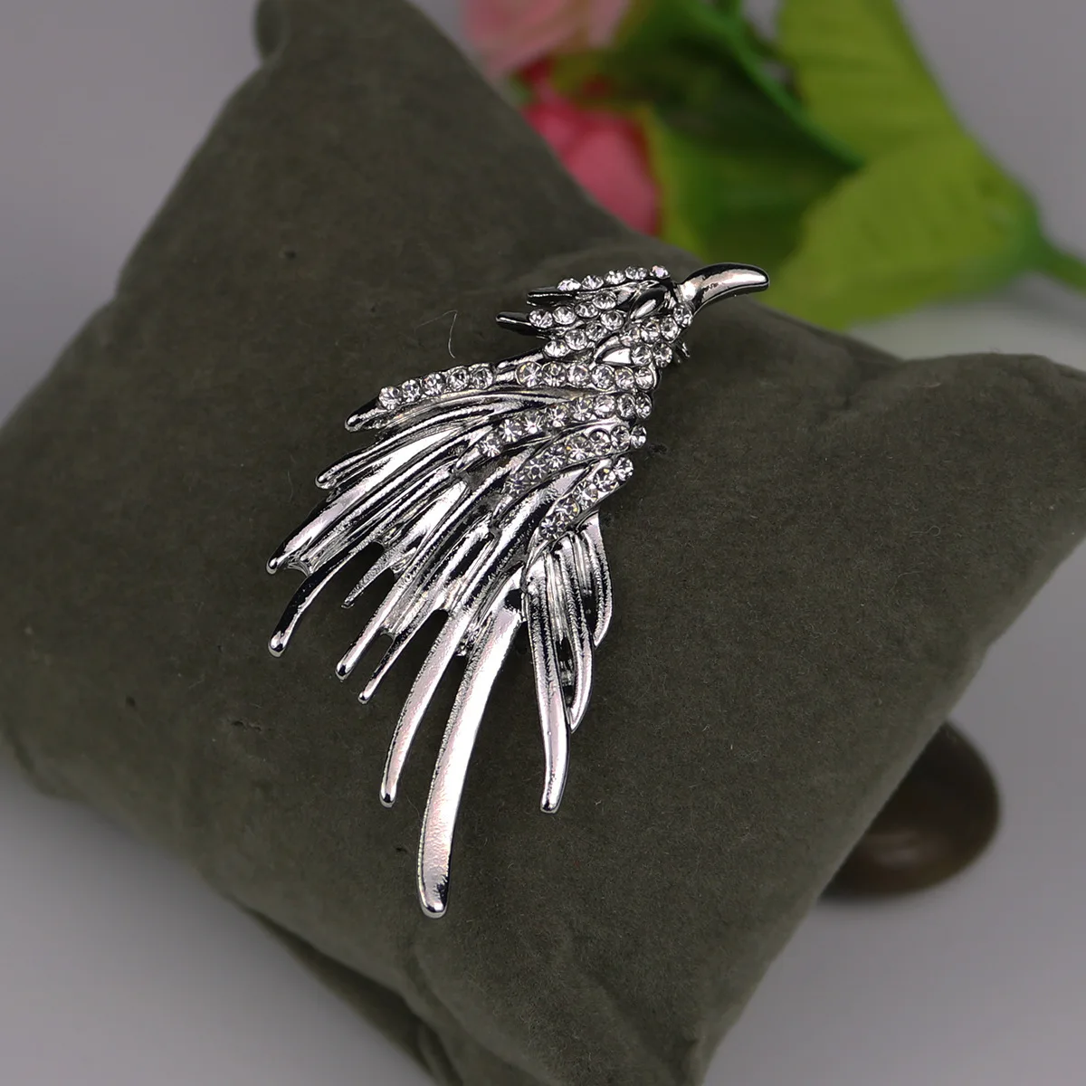 Модный металлический горный хрусталь животное брошь с Ястребом булавка для