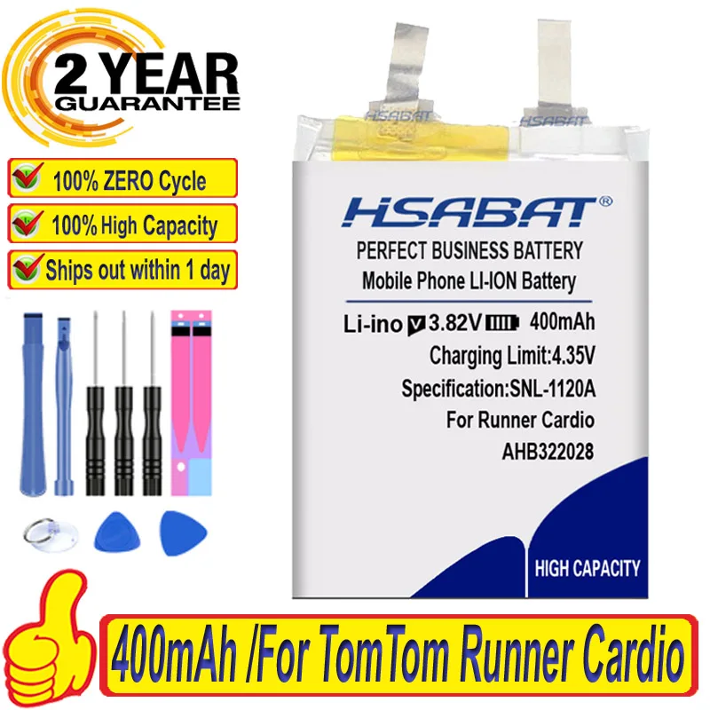 Аккумулятор HSABAT 100% AHB322028 400 мАч для наручных часов TomTom Runner|Аккумуляторы мобильных