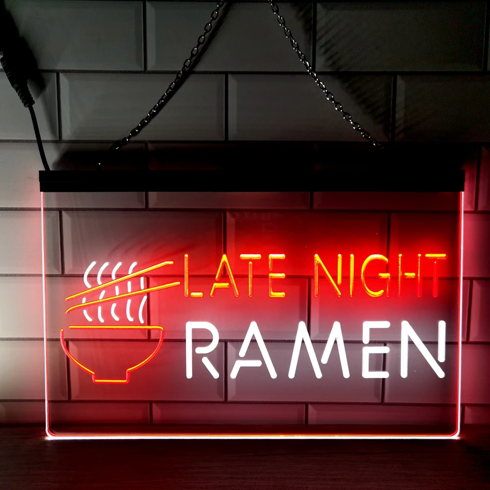 

SS218 Late Night Ramen Japanese Food Home Decor New Year Wall Wedding 2 Color Display LED Neon Sign