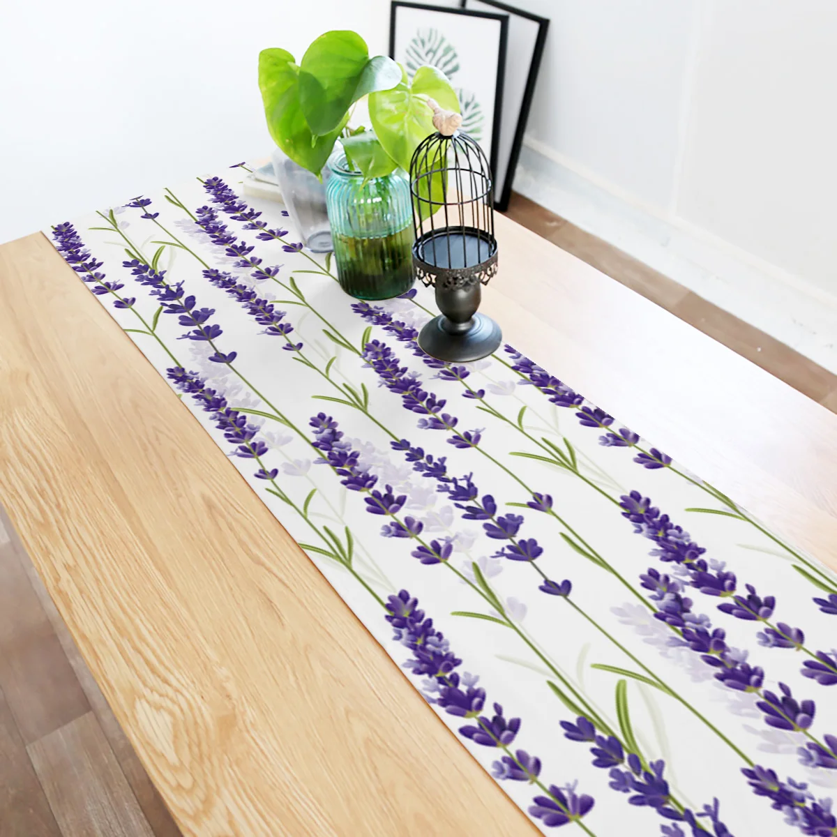 Лавандовая растительная тема дорожка для стола с принтом Современная льняная