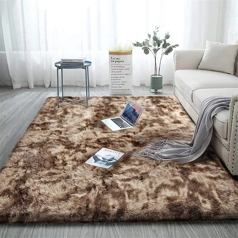 

Soft Plush Carpet for Living Room Fluffy Rug Anti-slip Thick Bed Room Carpets Brown Floor Rugs Tie Dyeing Carpets Kids Room Mat