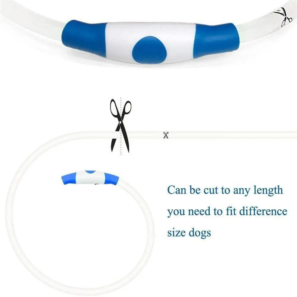 LED Dog Collar Light USB Rechargeable Glowing Collars Luminous Pet Flash Night Charging for Small Medium Large | Дом и сад
