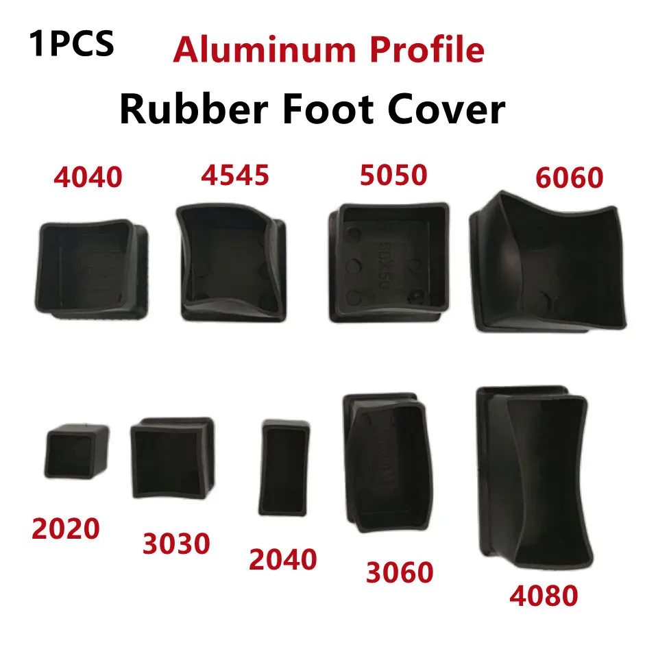 

1pcs 2020 2040 3030 4040 Aluminum profile rubber Foot Cover Foot Rest Thick Non-slip Foot Pad Square Tube Protective Case