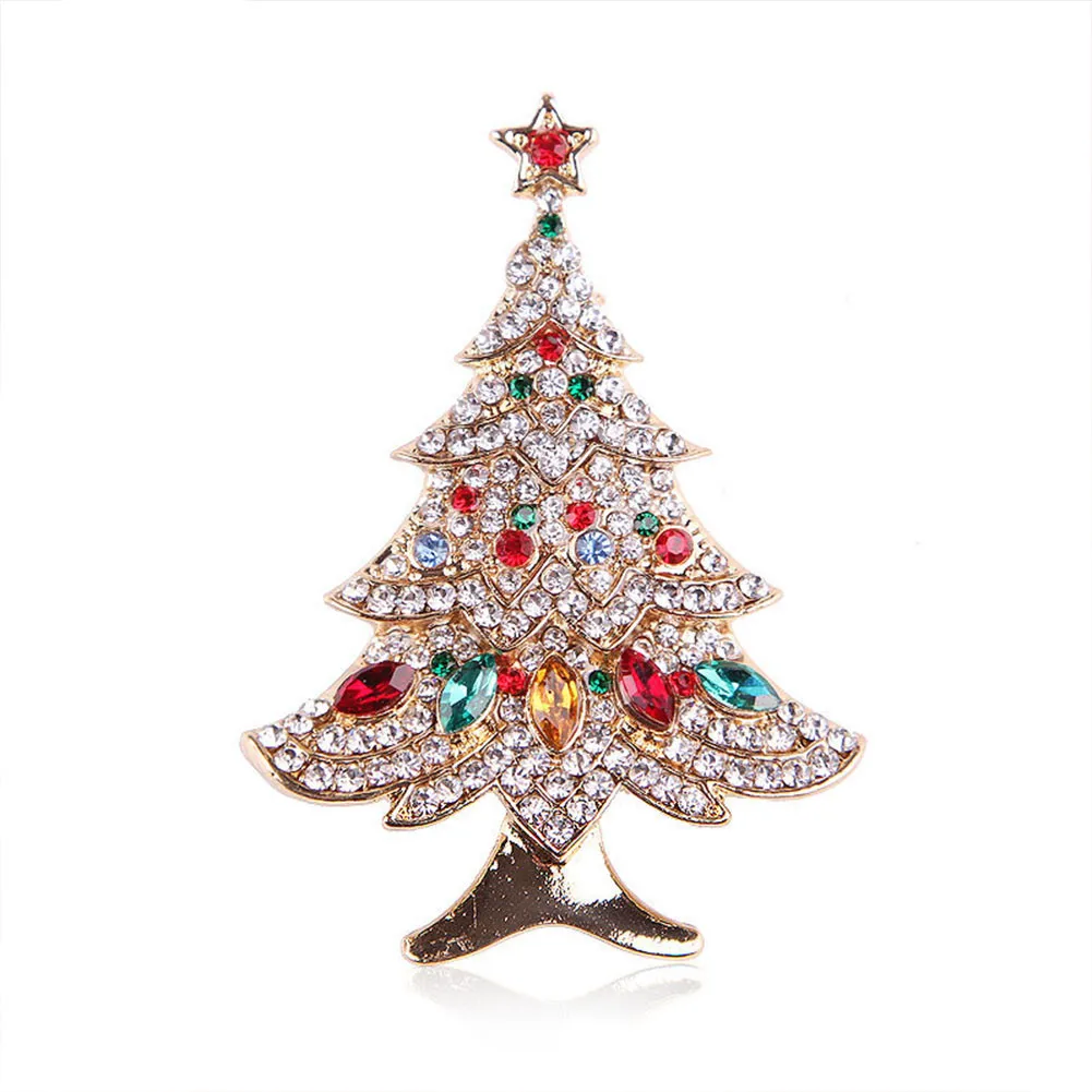 

New Fashion Rhinestone Colored Diamond Christmas Tree Christmas Brooch Pin Men's And Women's Ornaments Gifts